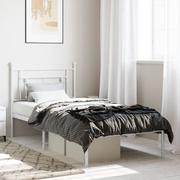 Łóżka - Metalowa rama łóżka z wezgłowiem, biała, 100x200 cm Lumarko! - miniaturka - grafika 1