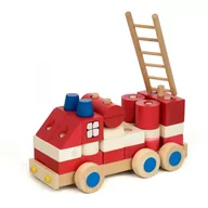 Samochody i pojazdy dla dzieci - Drewniany wóz straży pożarnej z klocków 35 el. - miniaturka - grafika 1