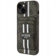Portfele - Oryginalne etui z portfelem Guess Magsafe iPhone 15 brązowy - miniaturka - grafika 1