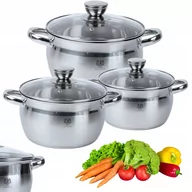 Zestawy garnków i patelni - Zestaw Garnków Indukcja Gaz Komplet 6el Stal Nierdzewna 18/0 LIMFA Garnki - miniaturka - grafika 1