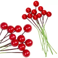 Pozostałe akcesoria świąteczne - Sztuczna jarzębina ozdobna, oszroniona gałązka 10 szt. czerwona - miniaturka - grafika 1