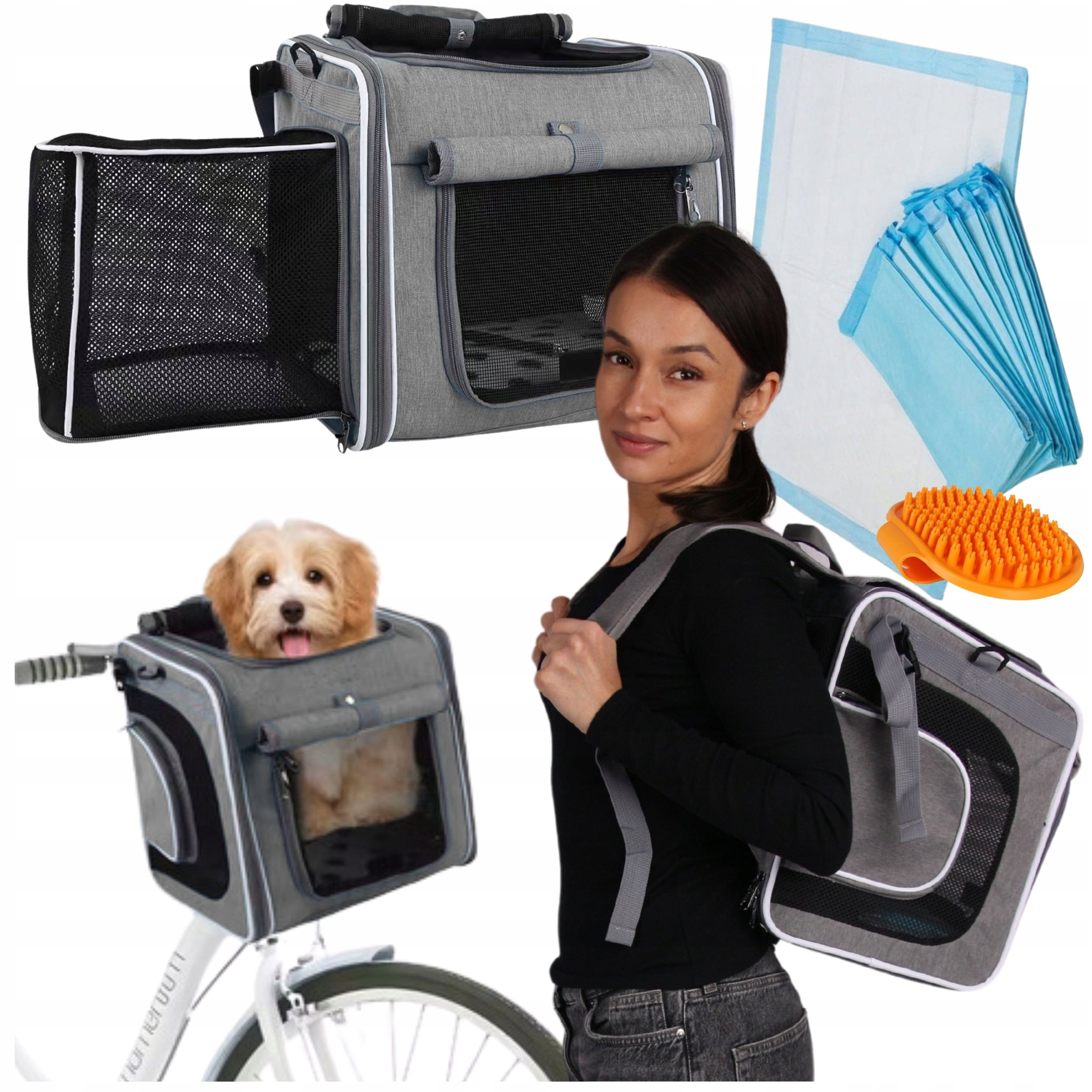 Transporter plecak torba fotelik na rower dla psa kota usztywniany XL mocny