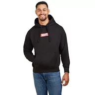 Bluzy męskie - Marvel Męska bluza z kapturem z logo w pudełku, Czarny (czarny blk), M - miniaturka - grafika 1