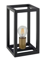 Lampy stojące - Sigma czarna lampka stołowa metalowa klatka VIGO 50247 czarno-złota lampa na stolik nocny 50247 - miniaturka - grafika 1