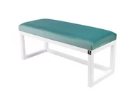 Ławki do przedpokoju - Ławka na buty LPG-2 90cm EMRAWOOD drewno lite kolor biały siedzisko gładkie kolor miętowy - miniaturka - grafika 1