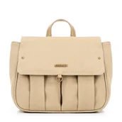 Plecaki - Mini plecak damski z klapą beżowy - miniaturka - grafika 1