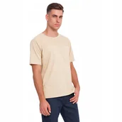 Koszulki męskie - T-shirt męski LOOSE FIT z kieszonką - beżowy V1 OM-TSCT-0171 rozmiar M - miniaturka - grafika 1