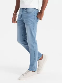 Spodnie męskie - Spodnie męskie jeansowe SLIM FIT - jasnoniebieskie V2 OM-PADP-0110 - grafika 1