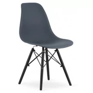 Krzesła - Ciemnoszare krzesło kuchenne z drewnianymi nogami - Naxin 3X - miniaturka - grafika 1