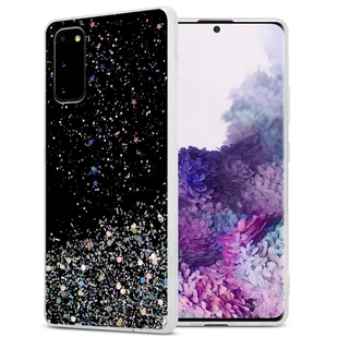 Pokrowiec Do Samsung Galaxy S20 Etui w Czarny z Brokatem Glitter Obudowa Case Cover TPU Cadorabo - Etui i futerały do telefonów - miniaturka - grafika 1