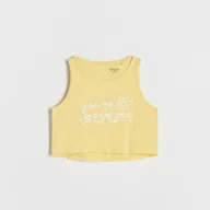 Koszulki dla dziewczynek - Reserved - Top z nadrukiem - żółty - miniaturka - grafika 1
