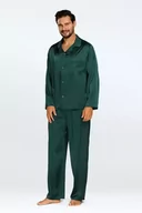 Piżamy męskie - Męska satynowa piżama Lukas zielona XXL - miniaturka - grafika 1