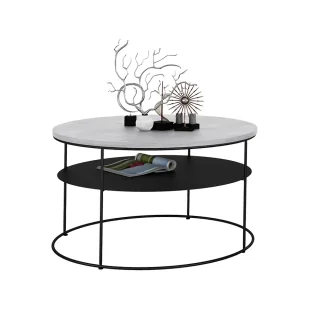 Okrągły stolik kawowy z półką beton W1-Z60 - Ławy i stoliki kawowe Okrągły stolik kawowy z półką beton W1-Z60 - Ławy i stoliki kawowe - miniaturka - grafika 1