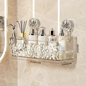 Inne - 1 szt. Koszyk wiszący Orbasket na przyssawkę z dekoracją w kształcie królika i kokardki, nowoczesna półka łazienkowa z tworzywa sztucznego, organizer - miniaturka - grafika 1