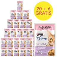 Mokra karma dla kotów - Karma dla kota CAT CHOW Sensitive z Łososiem i cukinią w sosie (26 x 85 g) - miniaturka - grafika 1