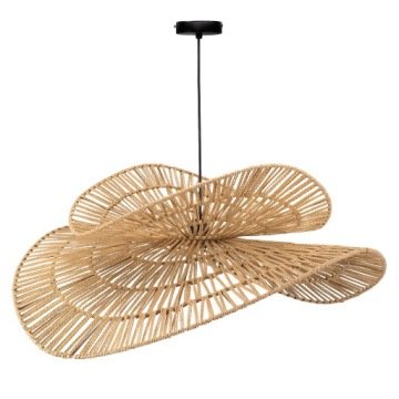 Lampa Sufitowa Boho Naturalna Pleciona Brązowa 80CM Do Salonu Sypialni