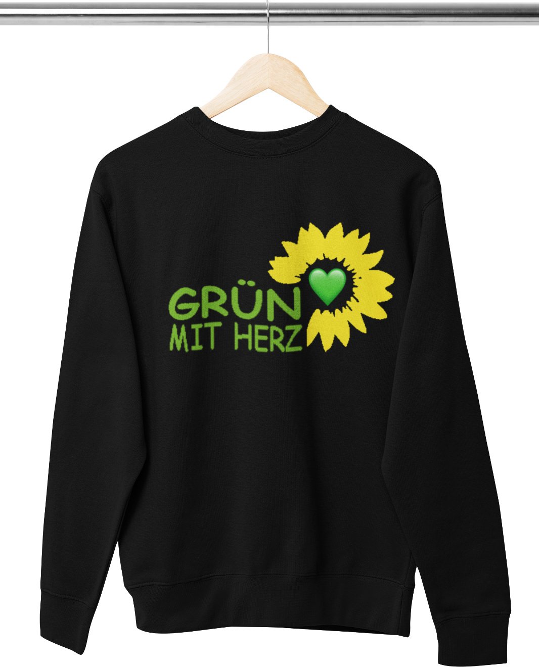 Saying Alliance 90 / The Greens Zielony sweter męski z kwiatem serca S-XXXL
