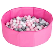 Suche baseny - Selonis, suchy basen składany z piłeczkami 6cm różowy: biały-szary-pudrowy róż 80x23/200piłek - miniaturka - grafika 1
