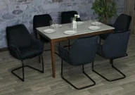 Krzesła - zestaw 6 krzeseł wspornikowych HWC-G67, krzesło do jadalni, krzesło kuchenne, tkanina/tekstylia Oeko-Tex MVG ~ antracytowo-niebieski - miniaturka - grafika 1