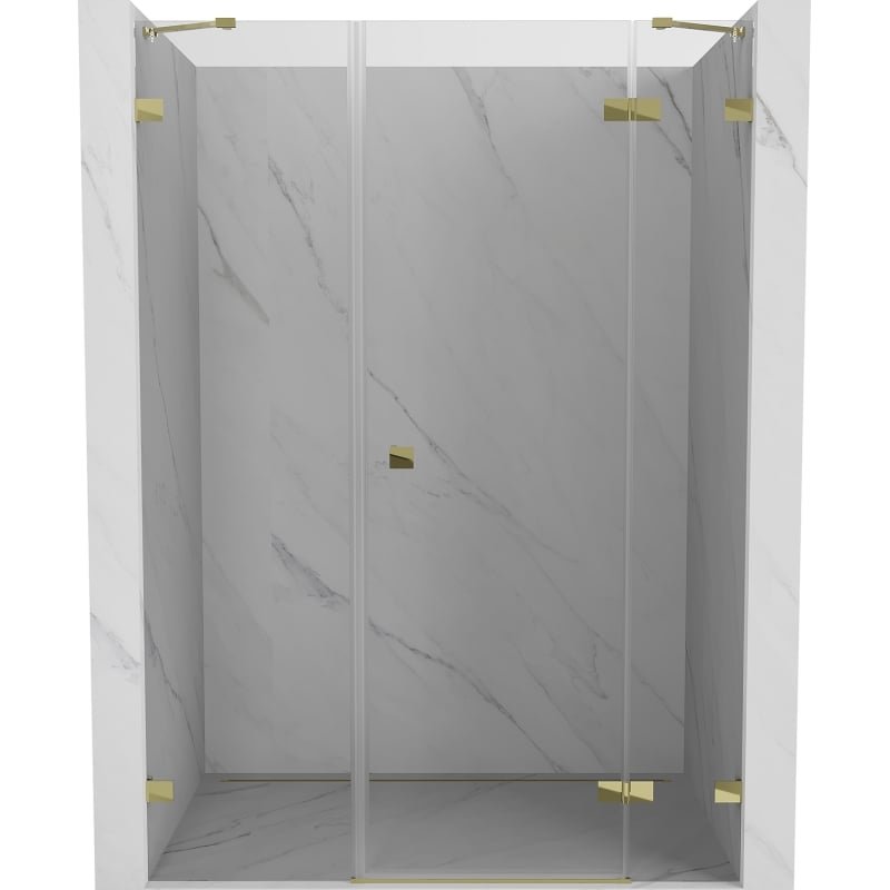 Mexen Lunar drzwi prysznicowe uchylne prawe 145 cm, transparent, złote - 834S-145-050-50-00-P