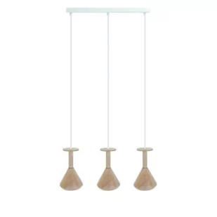 Drewniana lampa sufitowa Loft Cono 3L GU10 lampa wisząca na listwie KOLOROWE KABLE - Lampy sufitowe - miniaturka - grafika 1