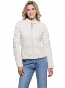 Kurtki damskie - Guess Damska Kurtka Kremowa Pickowana na Zamek M Gna - GUESS - miniaturka - grafika 1