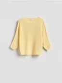 Swetry damskie - Reserved - Gładki sweter - jasnożółty - miniaturka - grafika 1