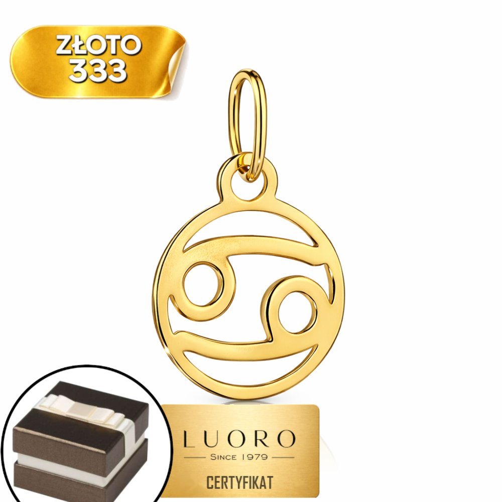 ZAWIESZKA ZŁOTA 333 8K ZNAK ZODIAKU RAK 20 MM ŻÓŁTE ZŁOTO ELEGANCKA