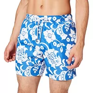 Kąpielówki męskie - Cortefiel Męskie bokserki Baño Flor Repreve Poliester Reciclado do pływania, niebieski (Azul Medio), L - miniaturka - grafika 1