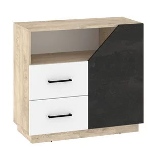 Komoda 90 1D2S PAX-04 Pax MebloCross Dąb Endgrain / Biały / Beton Czarny - Komody - miniaturka - grafika 1