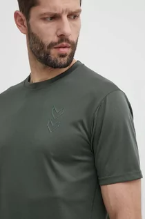 Koszulki męskie - Hummel t-shirt treningowy Active kolor zielony gładki 224493 - grafika 1