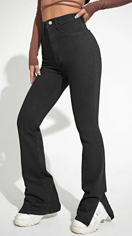SHEIN GŁADKIE CZARNE JEANSY DAMSKIE CASUAL 38 VBL