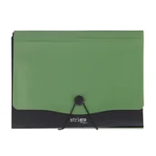 Teczki i skoroszyty - Teczka na dokumenty A4 z gumką 13 przekładek klip ciemnozielona V-FILE STRIGO - miniaturka - grafika 1