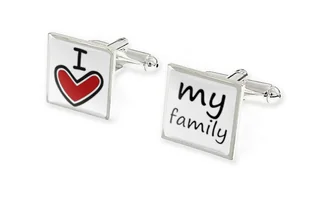 I Love My Family Spinki Do Rękawów Męskie - Spinki do mankietów i krawatów - miniaturka - grafika 1