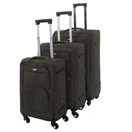 Walizki - Walizki podróżne na kółkach z kieszeniami i rączką, zielone, komplet 3 szt H23080GR - miniaturka - grafika 1