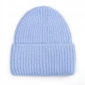 Czapki damskie - Czapka Beanie Damska Wełniana Wełna Zimowa Na Zimę 60% Angora Niebieska - miniaturka - grafika 1