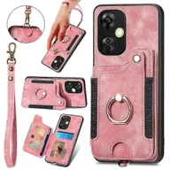 Etui i futerały do telefonów - Dla OnePlus Nord CE 3 Lite 5G RFID Blokowanie podpórki Tylna okładka Powlekany skórą PU Etui na telefon PC + TPU z uchwytem na kartę Rose różowy - miniaturka - grafika 1