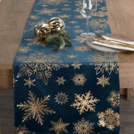 Obrusy i serwetki - Bieżnik świąteczny Joy 40 x 140 cm szampańskie gwiazdy granatowy - miniaturka - grafika 1