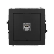 Gniazdka elektryczne - Karlik Gniazdo komputerowe RJ45 kat.6 ekranowane, bez pola opisowego DECO - czarny mat - miniaturka - grafika 1