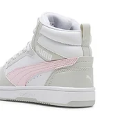 Buty trekkingowe dziecięce - Młodzieżowe sneakersy Rebound V6 Mid PUMA White Frosty Pink Sedate Gray - miniaturka - grafika 1