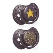 Smoczki uspokajające - LOVI Lovi Smoczek silikonowy dynamiczny 0-3m Stardust violet 2szt - miniaturka - grafika 1