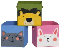 Pudła i pojemniki do przechowywania - Zestaw 3 dziecięcych organizerów ze zwierzętami G9-B04 - miniaturka - grafika 1