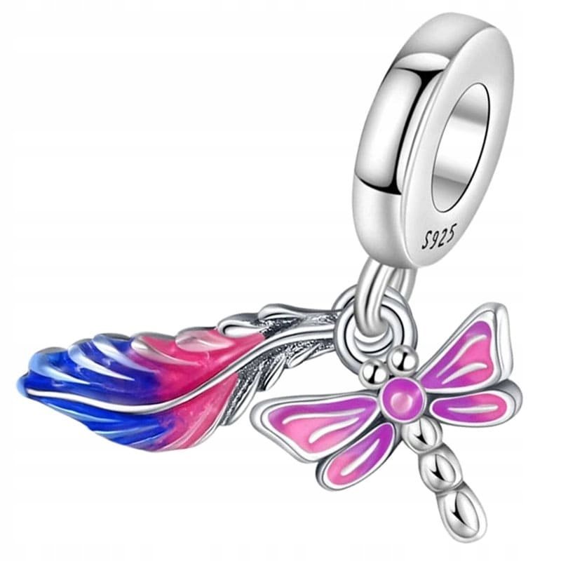 Charms Zawieszka Charms Kolorowe Piórko i Ważka Charmsy Trusky