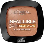 L'Oreal Paris, Infaillible 24H Fresh Wear Soft Matte Bronzer, Matujący bronzer do twarzy 300 Light Medium, 9 g