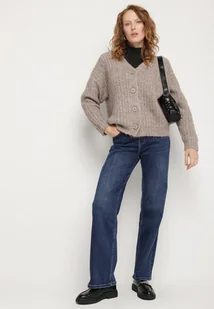 Niebieskie Jeansy o Szerokim Kroju z Bawełną Tessale - Spodnie damskie - miniaturka - grafika 1