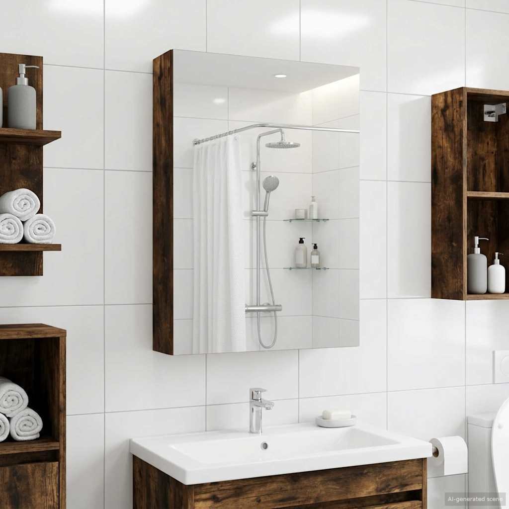 vidaXL vidaXL Szafka z lustrem do łazienki Dąb wędzony 40 x 10,5 x 60,5 cm