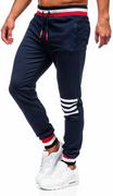 Spodnie sportowe męskie - Granatowe spodnie męskie joggery dresowe Denley 7033 - miniaturka - grafika 1