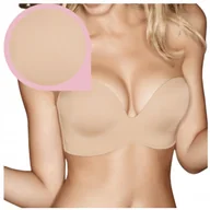 Biustonosze - Wonderbra Ultimate Strapless bezramiączkowy stanik bardotka beżowy - 90E - miniaturka - grafika 1