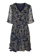 Sukienki - VERO MODA Damska sukienka VMDORA Kaya 2/4, krótka sukienka WVN GA, Navy Blazer/AOP:Dora, L, Granatowy blezer/Aop:dora, L - miniaturka - grafika 1