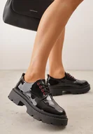 Półbuty damskie - Czarno-Czerwone Eleganckie Półbuty Oksfordki VICES ze Sznurowaniem i Platformą Anatala - miniaturka - grafika 1